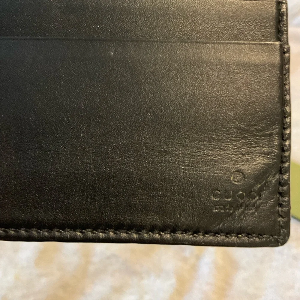 Gucci GG Check Wallet Money Clip Bifold Black Leather Made in Italy